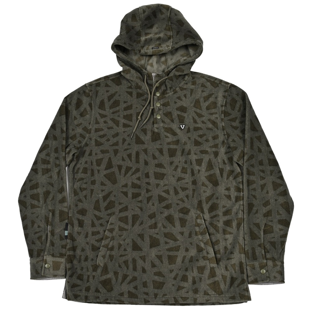 NWOT Vissla Eco-Zy Hoodie Mens M Fleece Henley Pullover‎ Geometric Sweatshirt